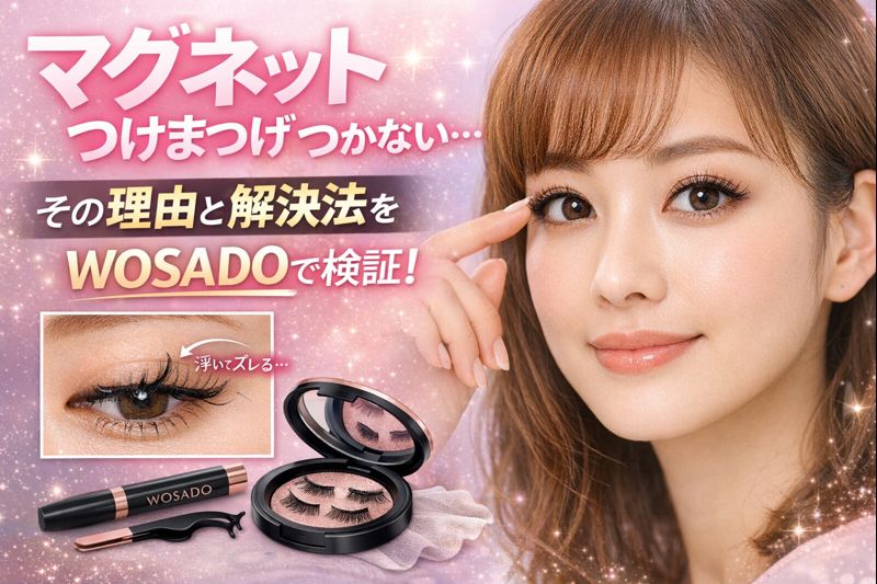 マグネット つけまつげ つかない原因と解決法をWOSADOで検証するアイキャッチ画像