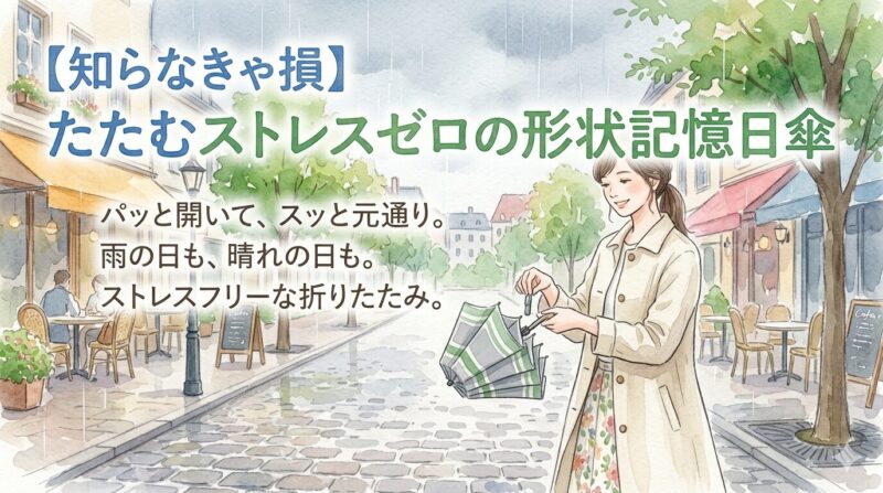 形状記憶折りたたみ日傘のメリットや選び方を紹介するアイキャッチ画像